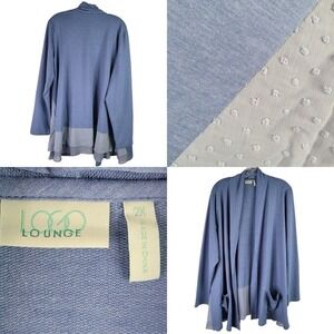 Logo by Lori Goldstein Cardigan Shirt Women’s Plus 2X Long Sleeve Blue Rayon